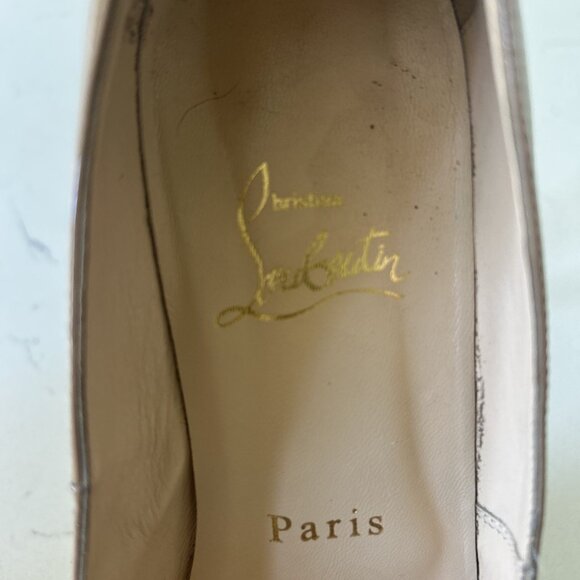 Christian Louboutin Heels IT 37.5 Beige Patent Leather Platform red bottoms pump - Picture 7 of 14